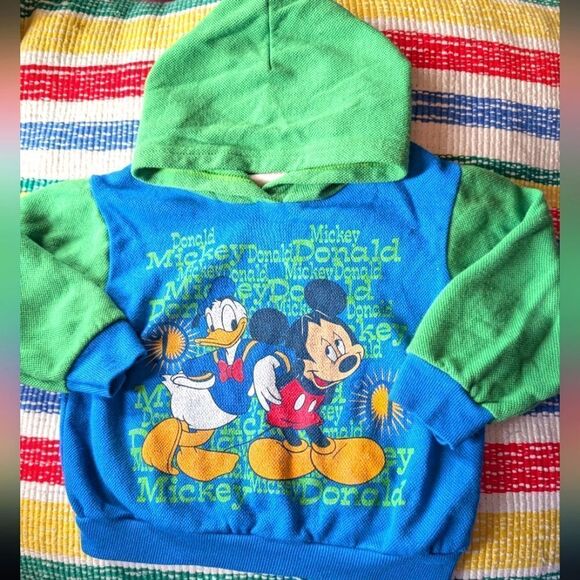 Disney Vintage Mickey mouse & Donald duck thermal hoodie sweatshirt size 3T kids - Picture 1 of 7